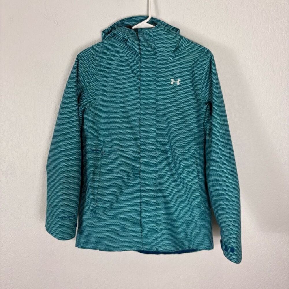 Under Armour Storm Light Blue Patterned Hooded Ski/Snowboard Fleece Lined Winter